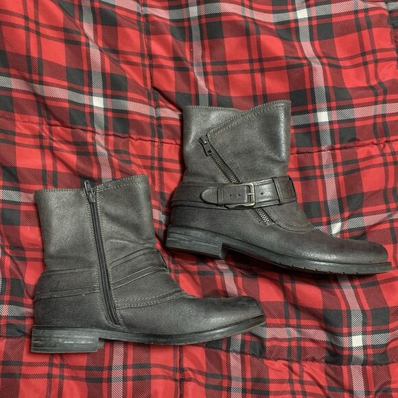 Baretraps Ankle Boots Buckle Crosby 8.5M Western Boho Comfort Gray Black - Picture 2 of 7